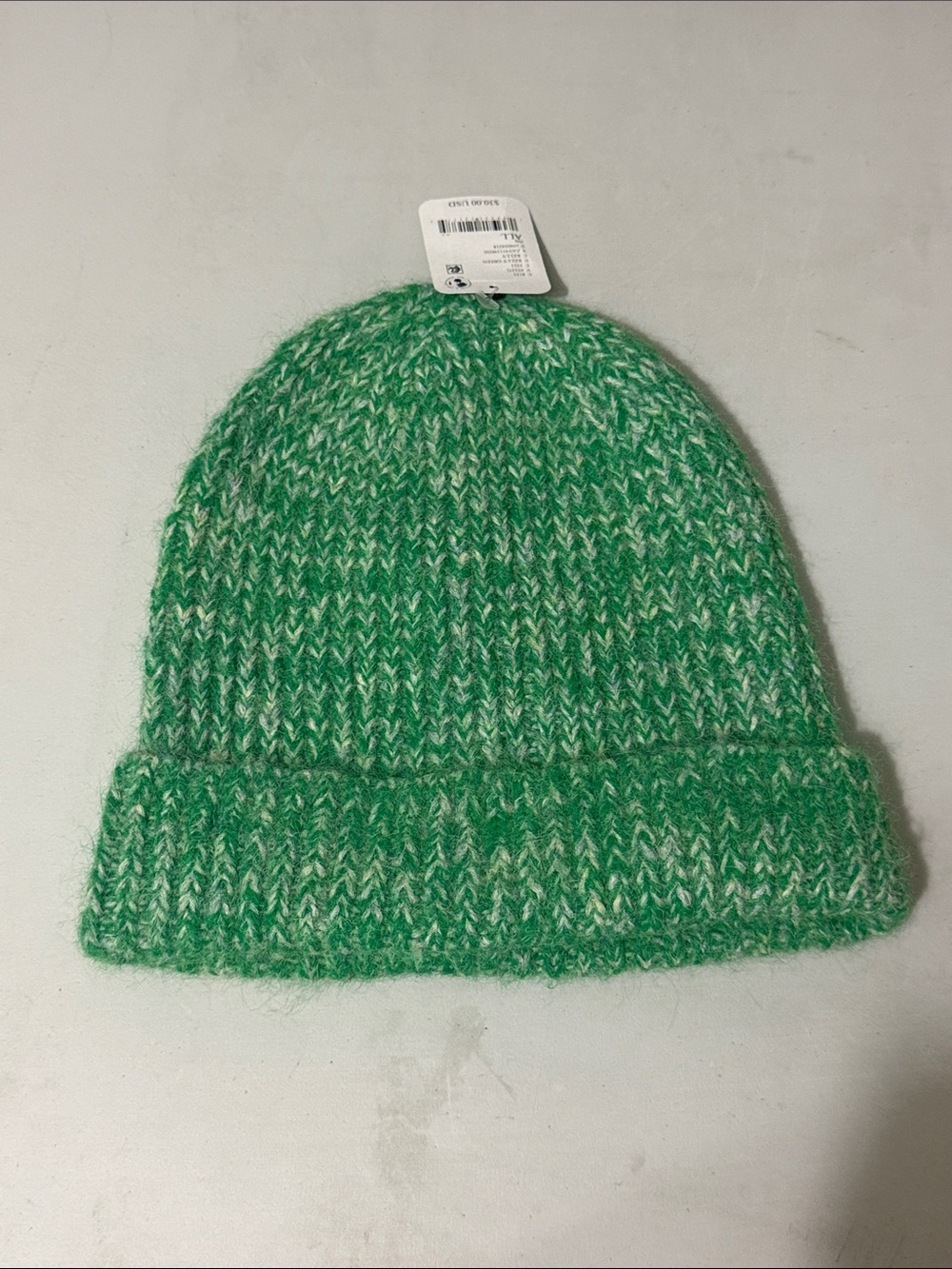 Free People Marled Knit Green Beanie Fold Cuff New